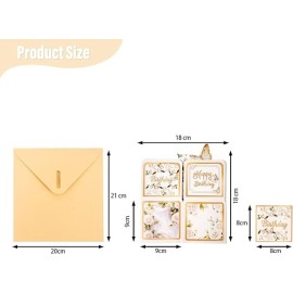 3D Pop Up Greeting Gift Box with White and Gold Butterflies