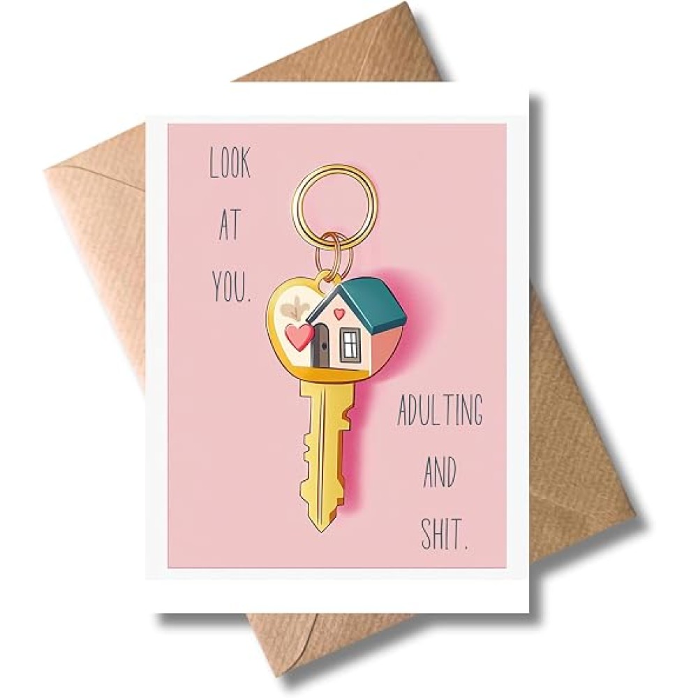 Congratulations Card for Home Look at You Adulting and Housewarming