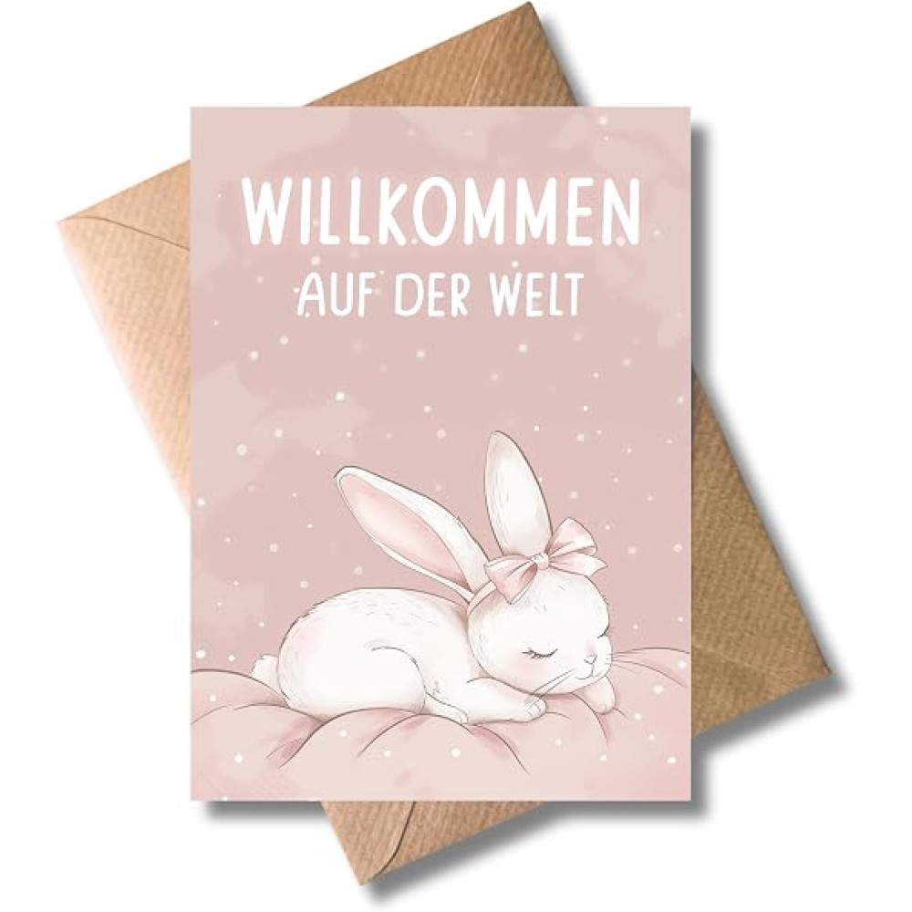 Greeting Card for Birth - Gift Card with Pink Envelope