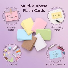 Pack of 120 Blank Index Cards Colourful Kraft Paper Cards Set in 6 Colours